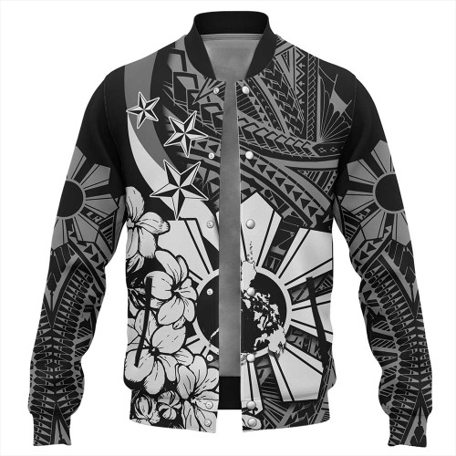 Philippines Baseball Jacket - Polynesian Pattern Filipino Sampaguita