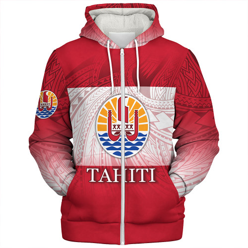 Tahiti Sherpa Hoodie - Flag Color With Traditional Patterns