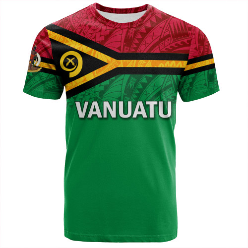 Vanuatu T-Shirt - Flag Color With Traditional Patterns