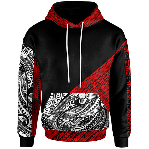 Polynesian Custom Personalised Hoodie - Diagonal Pattern Red1