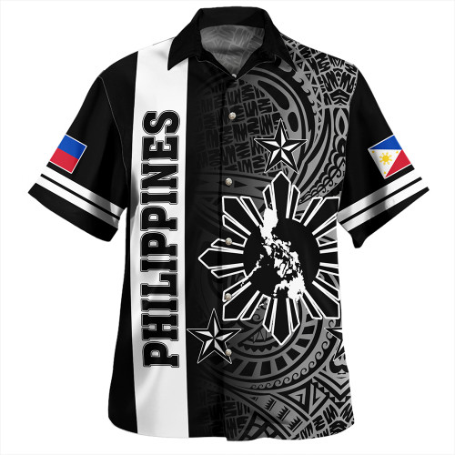 Philippines Hawaiian Shirt Lauhala Half Concept Black