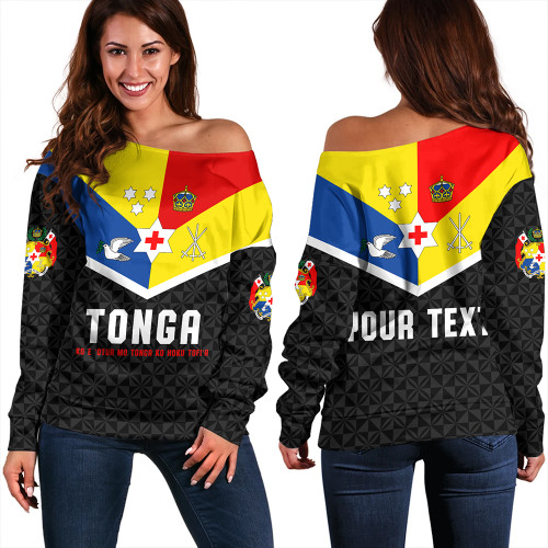 Tonga Off Shoulder Sweatshirt Custom Coat Of Arm Sport Style