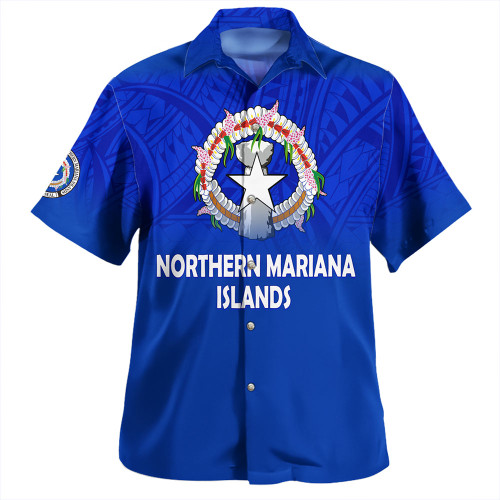 Northern Mariana Islands Hawaiian Shirt - Flag Color With Traditional Patterns