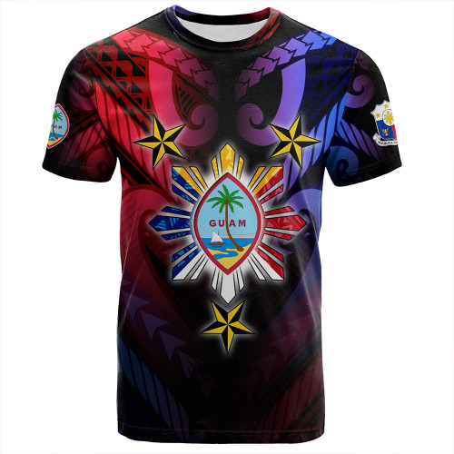 Philippines T-Shirt - Guam Seal With Philippines Sun And Stars