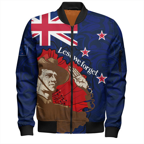 New Zealand Bomber Jacket - FLag Anzac Day Maori Patterns