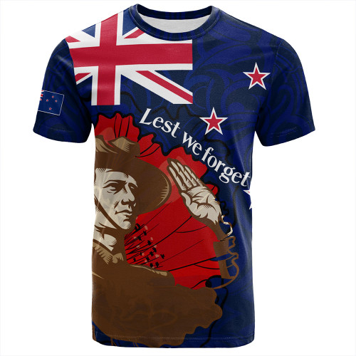 New Zealand T-Shirt - FLag Anzac Day Maori Patterns
