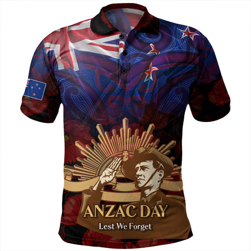 New Zealand Polo Shirt - Anzac Soldier Maori Patterns