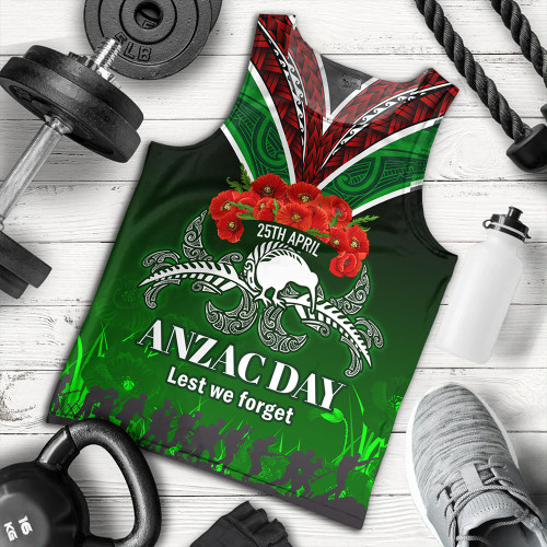 New Zealand Tank Top - Anzac Day Silver Ferns Kiwi Birds Style