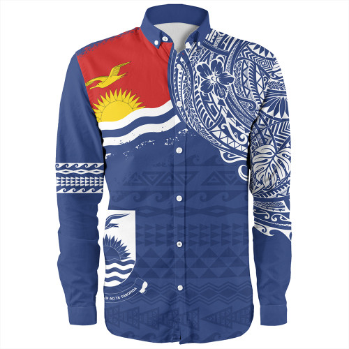 Kiribati Long Sleeve Shirt Polynesian Flag With Coat Of Arms