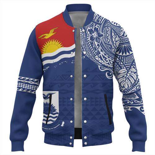Kiribati Baseball Jacket Polynesian Flag With Coat Of Arms
