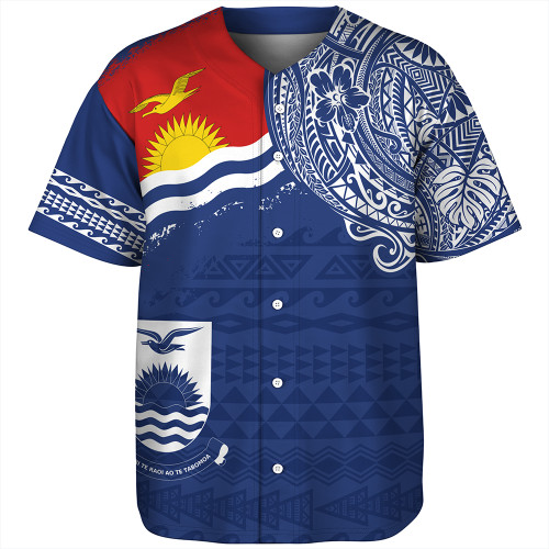 Kiribati Baseball Shirt Polynesian Flag With Coat Of Arms