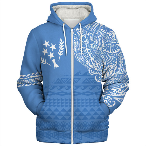 Kosrae Sherpa Hoodie Polynesian Flag With Coat Of Arms