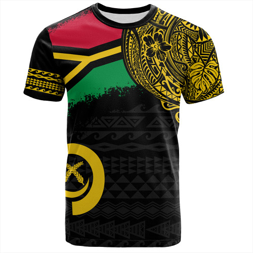 Vanuatu T-Shirt Polynesian Flag With Coat Of Arms