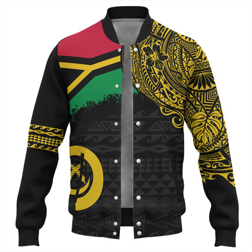 Vanuatu Baseball Jacket Polynesian Flag With Coat Of Arms