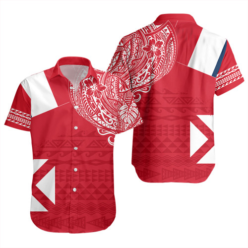 Wallis And Futuna Short Sleeve Shirt Polynesian Flag With Coat Of Arms
