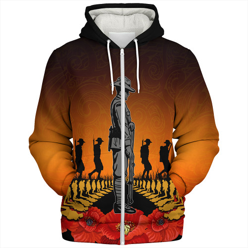 New Zealand Sherpa Hoodie Anzac Day Lest We Forget Silver Fern