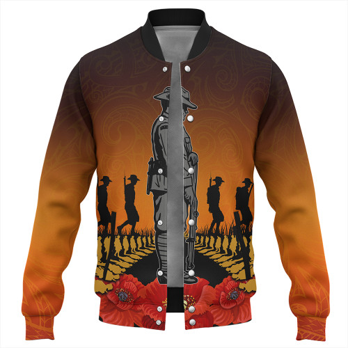 New Zealand Baseball Jacket Anzac Day Lest We Forget Silver Fern