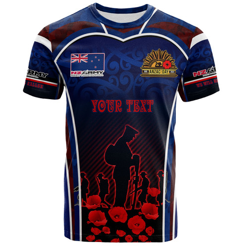 New Zealand T-Shirt Custom New Zealand Army Keeping Anzac Spirit Lives Poppies Maori Style