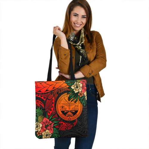 Marshall Islands Tote Bag Polynesian Turtle Tropical