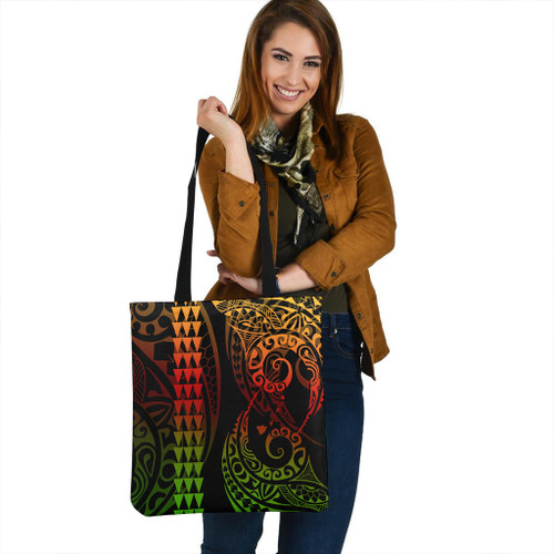 Hawaii Tote Bag Map Kakau Style Reggae