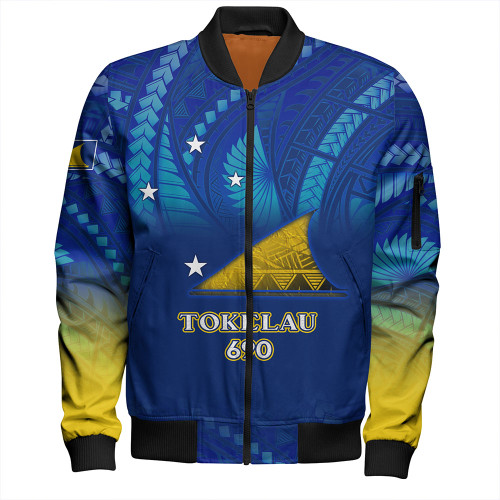 Tokelau Bomber Jacket Flag Color With Traditional Patterns