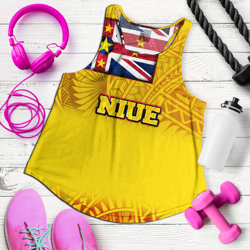 Niue Women Tank Flag Color With Traditional Patterns
