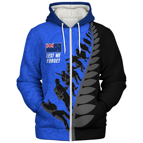 New Zealand Sherpa Hoodie Maori Tribal Anzac Day Lest We Forget