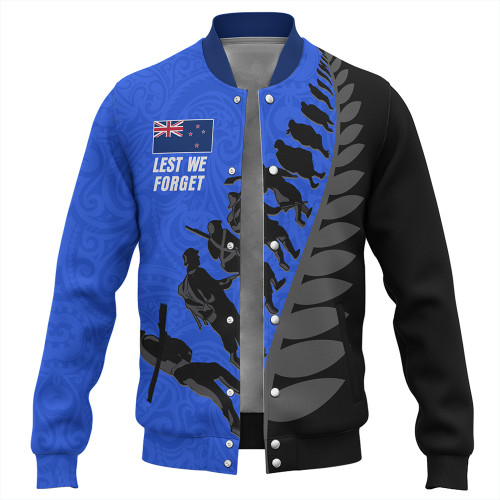 New Zealand Baseball Jacket Maori Tribal Anzac Day Lest We Forget