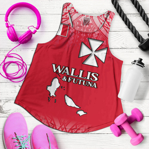 Wallis And Futuna Women Tank Flag Color With Traditional Patterns