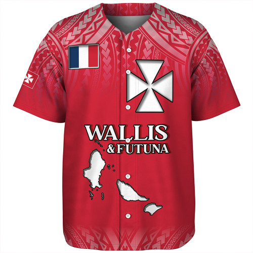 Wallis And Futuna Baseball Shirt Flag Color With Traditional Patterns
