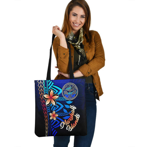 Marshall Islands Crest Custom Personalised Tote Bag Blue Vintage Tribal Mountain 1