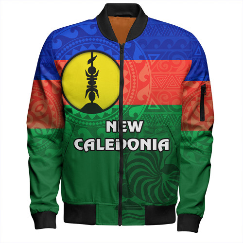 New Caledonia Bomber Jacket Flag Color With Traditional Patterns