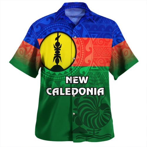 New Caledonia Hawaiian Shirt Flag Color With Traditional Patterns
