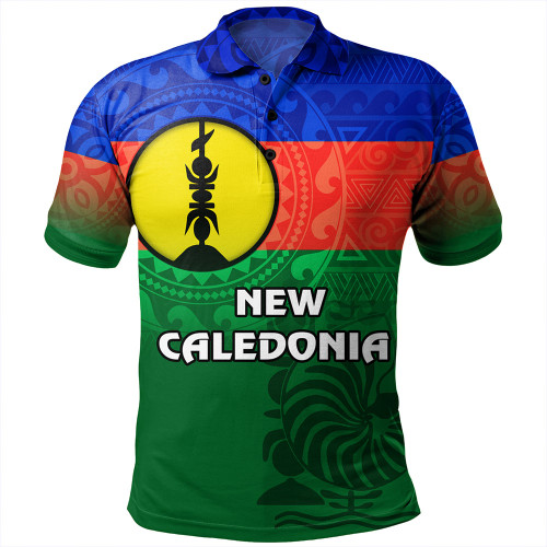 New Caledonia Polo Shirt Flag Color With Traditional Patterns