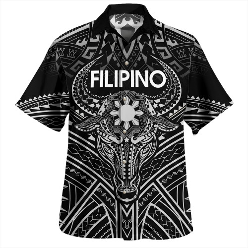 Philippines Filipinos Hawaiian Shirt Tribal Koner Water Buffalo Tattoo White