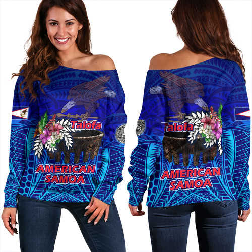 American Samoa Off Shoulder Sweatshirt Talofa American Samoa Kava Bowl