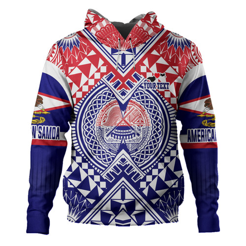 American Samoa Hoodie Custom AS Coat Of Arms Polynesian Art Tattoo Sleeve