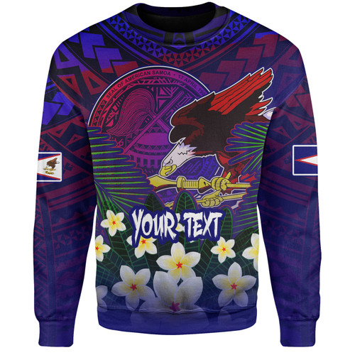 American Samoa Sweatshirt Custom AS Seal With Bald Eagle Polynesian Plumeria Summer Vibes