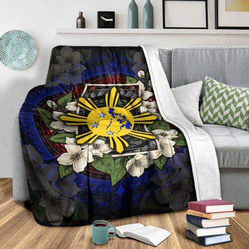 Philippines Filipino Blanket Sun And Map Jasmine Flowers Vintage Style
