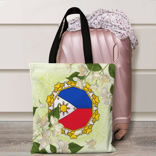 Philippines Filipino Sun And Jasmine Flowers Tote Bags