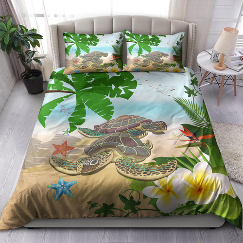 Polynesian Bedding Set - Tropical Turtles On Beach Bedding Set