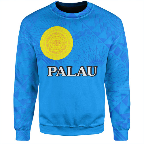 Palau Sweatshirt Flag Color With Traditional Patterns