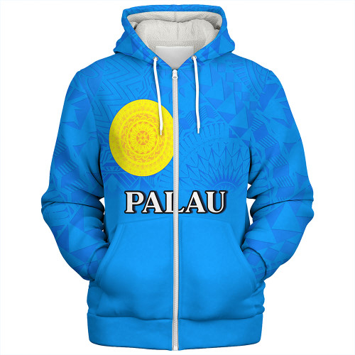 Palau Sherpa Hoodie Flag Color With Traditional Patterns