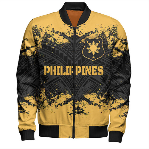 Philippines Filipinos Bomber Jacket Custom Grunge Texture Tribal Pattern
