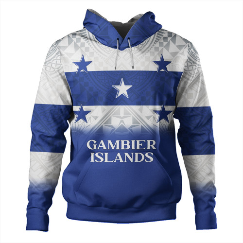 Gambier Islands Hoodie Flag Color With Traditional Patterns