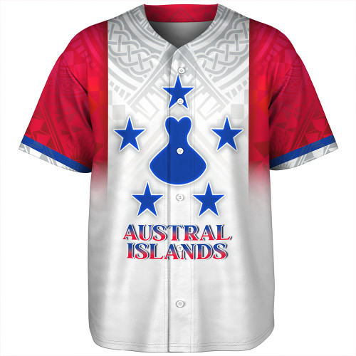 Austral Islands Baseball Shirt Flag Color With Traditional Patterns