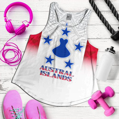 Austral Islands Women Tank Flag Color With Traditional Patterns