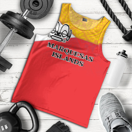Marquesas Islands Tank Top Flag Color With Traditional Patterns