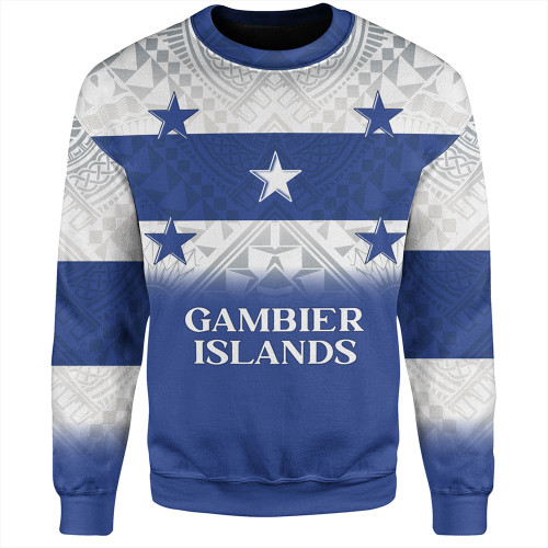 Gambier Islands Sweatshirt Flag Color With Traditional Patterns