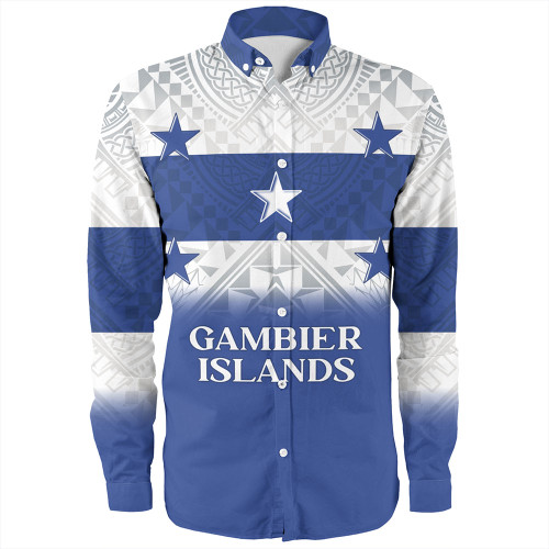 Gambier Islands Long Sleeve Shirt Flag Color With Traditional Patterns
